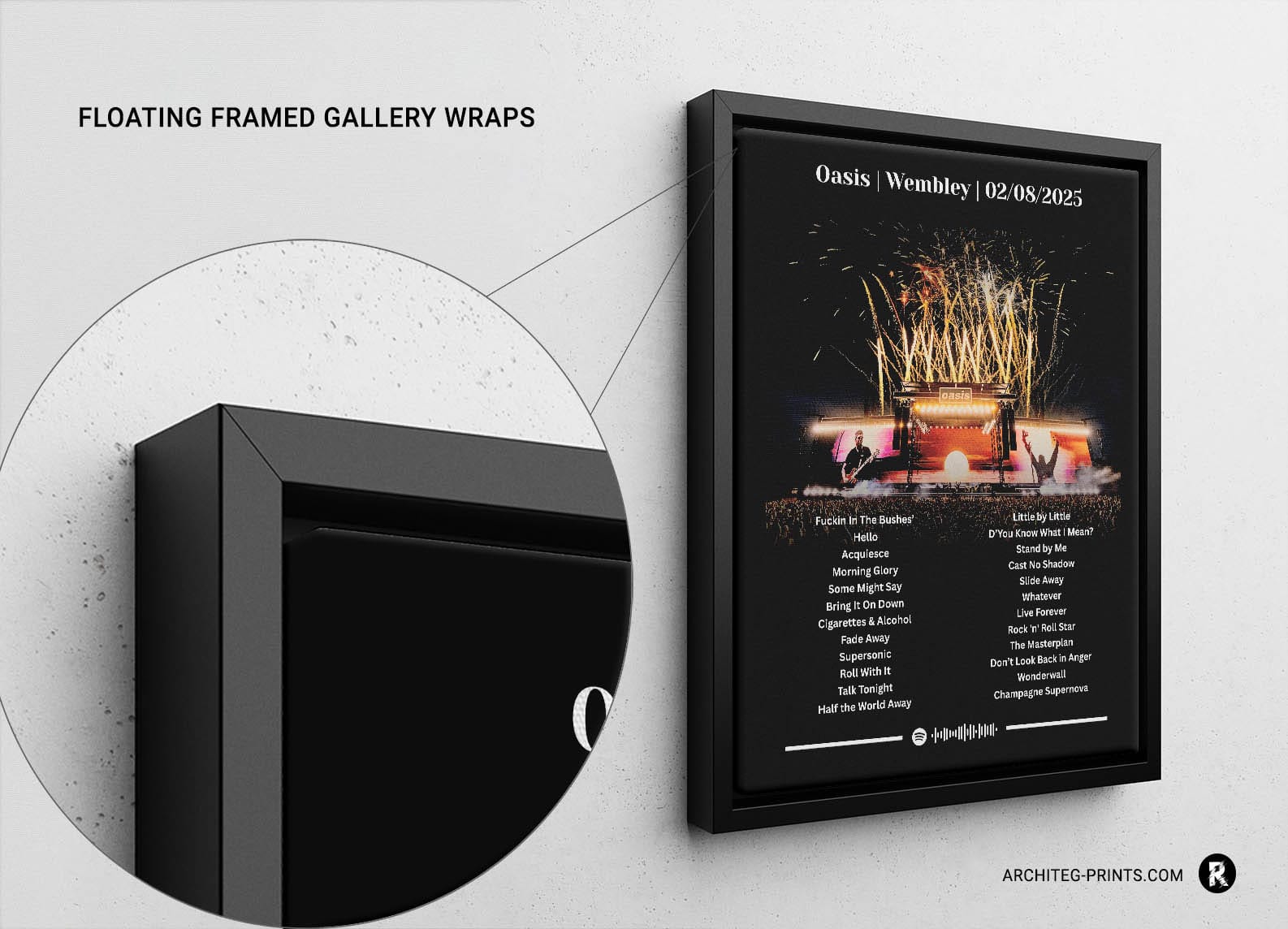 Oasis - Wembley Stadium 2025 Live Setlist Music Poster | Architeg